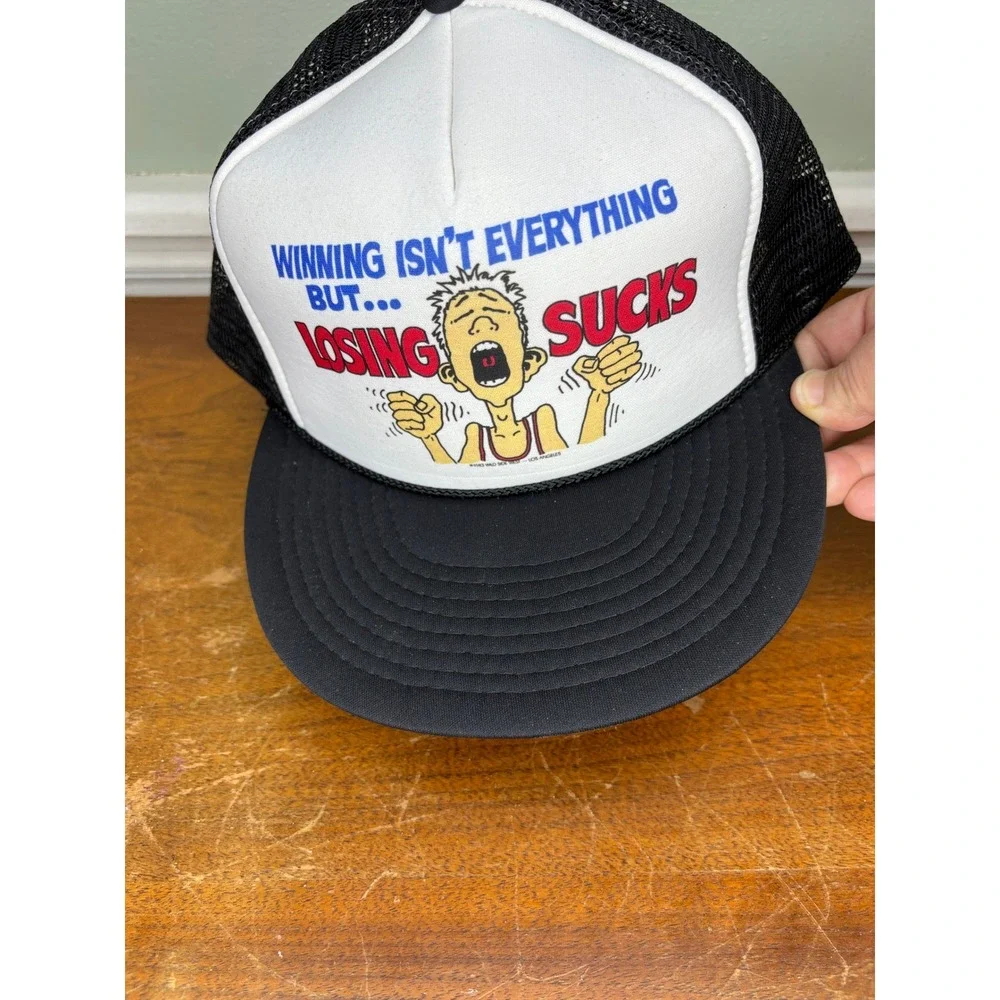 Vintage Nissin Winning Isnt Everything Losing Sucks Trucker Hat‎ Snapback Black